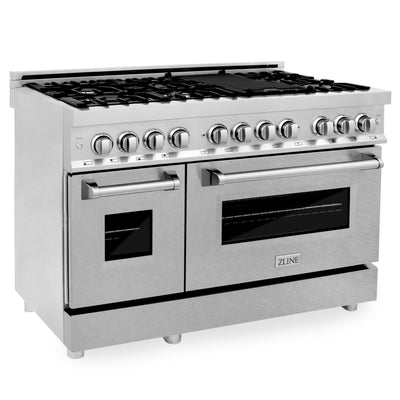 ZLINE 48 in. Dual Fuel Range with Gas Stove and Electric Oven in Stainless Steel (RA48) [Color: DuraSnow Stainless Steel]