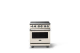 30"W. Electric Range (Finish: Pure White, Trim: Polished Chrome)