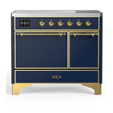 ILVE UMDIB40QNR3MBG Majestic III 40 inch Induction Range with 6 Elements, 3.82 cu. ft. Total Oven Capacity (Solid Door, Midnight Blue, Brass)
