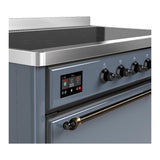ILVE UMIB48QNR3BGB Majestic III 48 inch Induction Range with 6 Elements, 5.02 cu. ft. Total Oven Capacity (Solid Door, Blue Grey, Burnished)