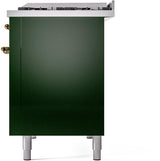 Nostalgie II 48 Inch Dual Fuel Natural Gas Freestanding Range in Emerald Green with Brass Trim