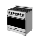 36 Inch Professional Gas Range With Precision Knob In Stainless Steel and Black  Gordon Ramsay Series
