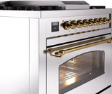 Nostalgie II 36 Inch Dual Fuel Natural Gas Freestanding Range in Stainless Steel with Brass Trim
