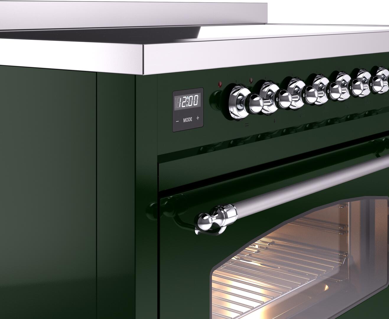 Nostalgie II 48 Inch Electric Freestanding Range in Emerald Green with Chrome Trim