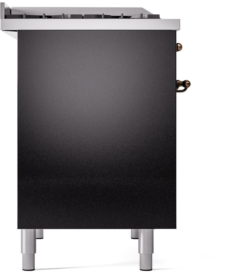 Nostalgie II 40 Inch Dual Fuel Liquid Propane Freestanding Range in Glossy Black with Bronze Trim