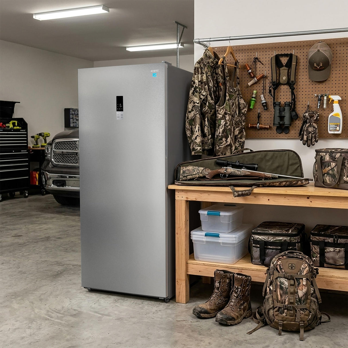 Avanti MaxxSpace Insulation™ Technology Garage-Ready Frost-Free Convertible Upright Freezer, 17 cu. ft., ENERGY STAR, Stainless Steel Look (AV170VFLJM0SS)