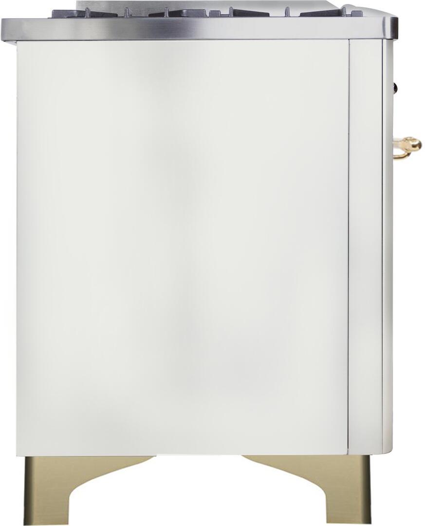 Majestic II 48 Inch Dual Fuel Liquid Propane Freestanding Range in White with Brass Trim