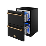 24 Inch Undercounter Built-in / Freestanding Drawer Freezer - Black/bronze  Gordon Ramsay Series