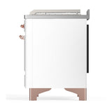 ILVE UM48FSNR3WHP Majestic III 48 inch Dual Fuel Range with 5 Black Brass Burners, Griddle and French Top, Dual Function Burner up to 25,000 BTU (Natural Gas, Triple Glass Door, White, Copper)
