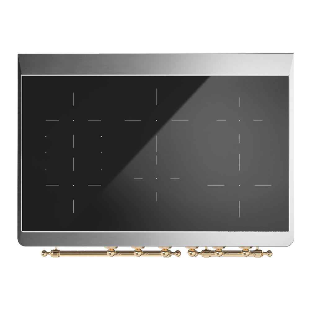 ILVE UMDIB40QNR3BUG Majestic III 40 inch Induction Range with 6 Elements, 3.82 cu. ft. Total Oven Capacity (Solid Door, Burgundy, Brass)