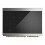 ILVE UMDIB40QNR3BUG Majestic III 40 inch Induction Range with 6 Elements, 3.82 cu. ft. Total Oven Capacity (Solid Door, Burgundy, Brass)