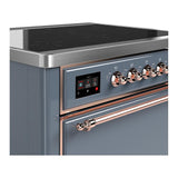 ILVE UMIB36QNR3BGP Majestic III 36 inch Induction Range with 6 Elements, 3.5 cu. ft. Total Oven Capacity (Solid Door, Blue Grey, Copper)