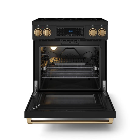 30 Inch Professional Electric Range With Tilt Panel Touch Control In Black/bronze  Gordon Ramsay Series