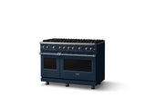 48"W. Sealed Burner Gas Range (Burner: 8b, Finish: Slate Blue, Trim: Polished Chrome, Fuel: Natural Gas)