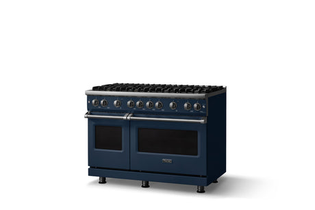 48"W. Sealed Burner Gas Range (Burner: 8b, Finish: Slate Blue, Trim: Polished Chrome, Fuel: Natural Gas)