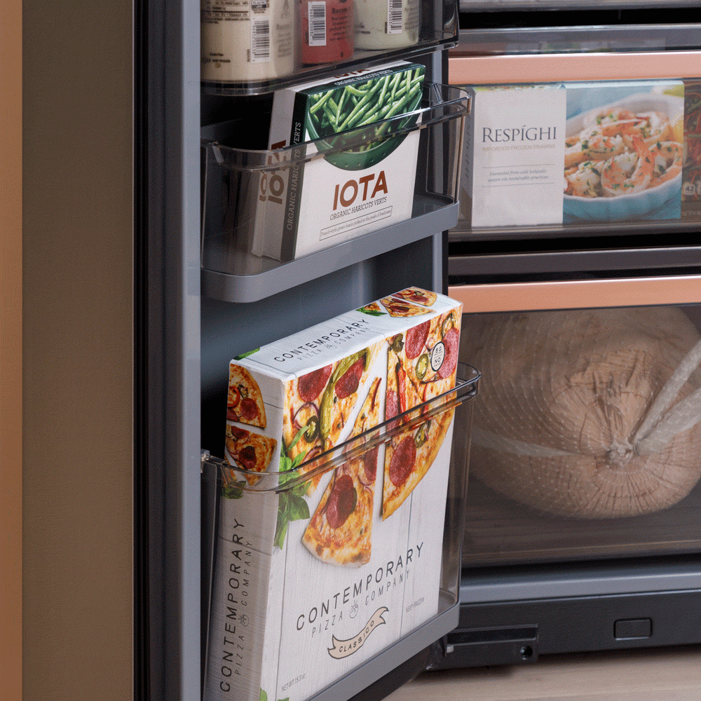 Café™ ENERGY STAR® 28.3 Cu. Ft. Smart Quad-Door Refrigerator in Platinum Glass with Dual-Dispense AutoFill Pitcher