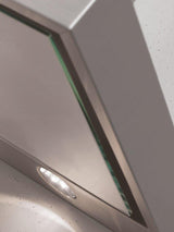 DA 6596 W Puristic Canto AM Wall ventilation hood with energy-efficient LED lighting and backlit controls for easy use.