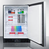 24" Wide Frost-free Built-in Undercounter All-refrigerator With Temperature Alarm, Thermometer, Lock, Internal Fan, Green Dot Cord, and Stainless Steel Door