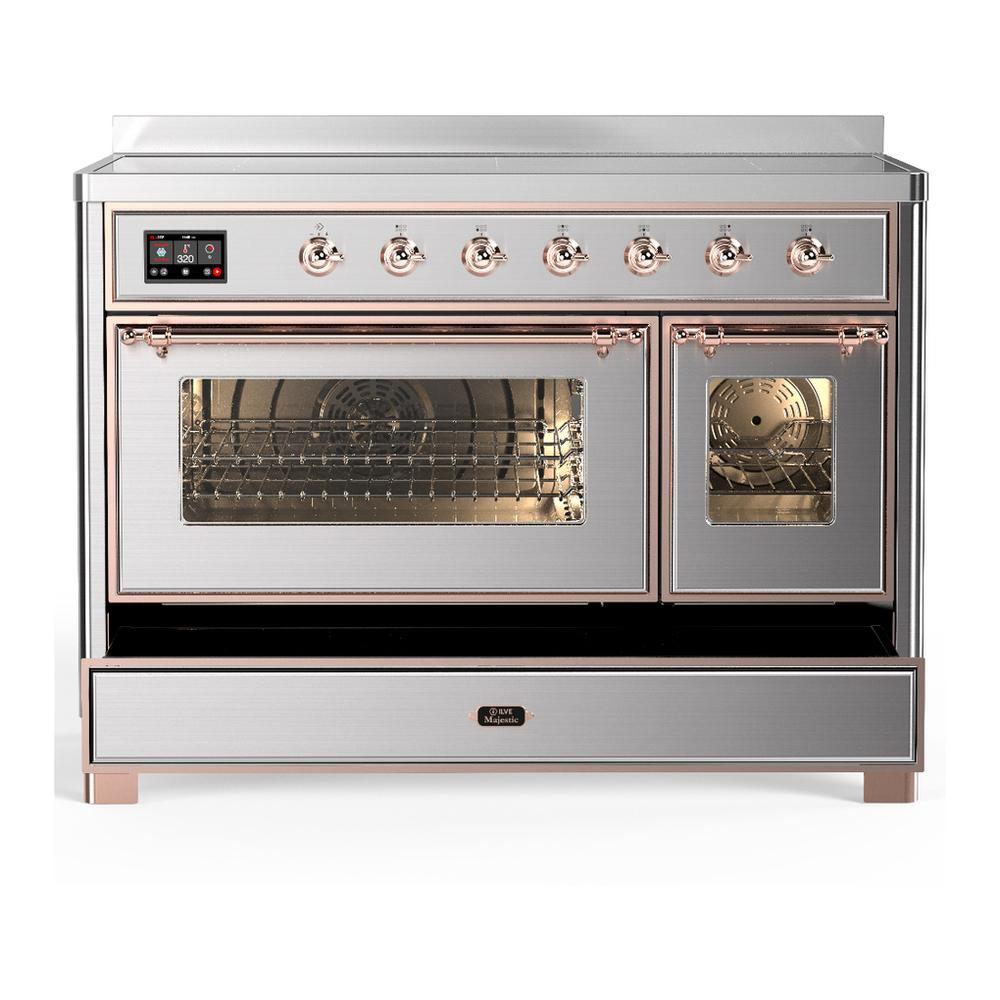 ILVE UMIB48NR3SSP Majestic III 48 inch Induction Range with 6 Elements, 5.02 cu. ft. Total Oven Capacity (Triple Glass Door, Stainless Steel, Copper)