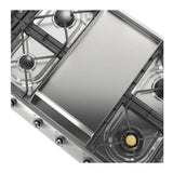 ILVE UHCP1265FNSSC Nostalgie II 48 inch Built-In Gas Cooktop with 8 Burners, Griddle, in Stainless Steel (Natural Gas, Chrome)