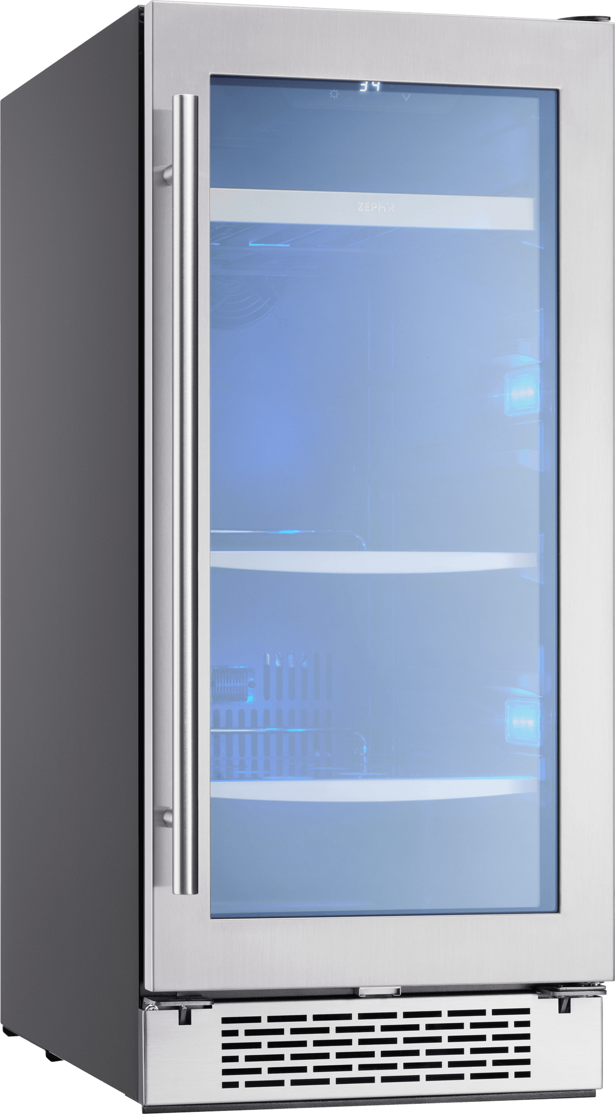 Presrv Beverage Cooler, 15in Under Cabinet, SS+Glass, Reverse Door, 1 Zone