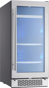 Presrv Beverage Cooler, 15in Under Cabinet, SS+Glass, Reverse Door, 1 Zone