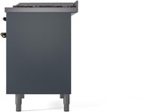 Nostalgie II 40 Inch Dual Fuel Natural Gas Freestanding Range in Blue Grey with Bronze Trim