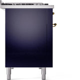 Nostalgie II 48 Inch Dual Fuel Natural Gas Freestanding Range in Blue with Brass Trim