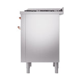 ILVE UN36FQNMPSSP Nostalgie II Noblesse 36 inch Dual Fuel Range (Natural Gas, Solid Door, Stainless Steel, Copper)