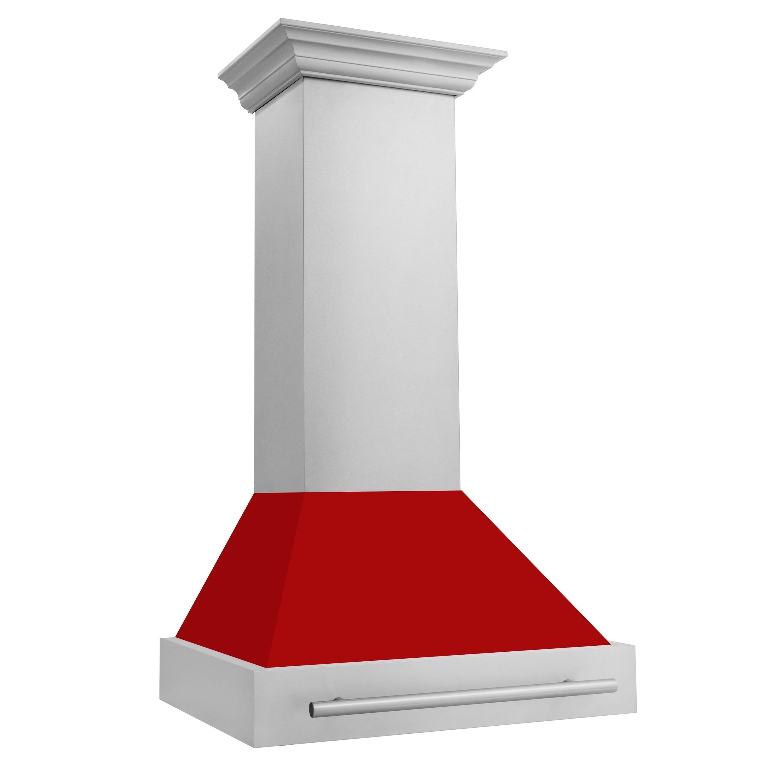 ZLINE 30 in. Stainless Steel Range Hood with Colored Shell Options and Stainless Steel Handle (8654STX-30) [Color: Red Matte]