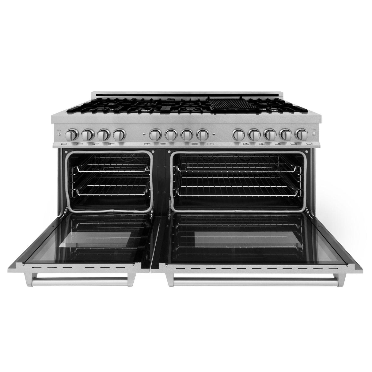 ZLINE 60 in. 7.4 cu. ft. Dual Fuel Range with Gas Stove and Electric Oven in DuraSnow Stainless Steel and Colored Door Options (RAS-60) [Color: DuraSnow Stainless Steel with Red Gloss Door]