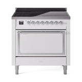 ILVE UNI366QNMPWHC Nostalgie II Noblesse 36 inch Induction Range (Solid Door, White, Chrome)