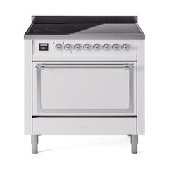 ILVE UNI366QNMPWHC Nostalgie II Noblesse 36 inch Induction Range (Solid Door, White, Chrome)