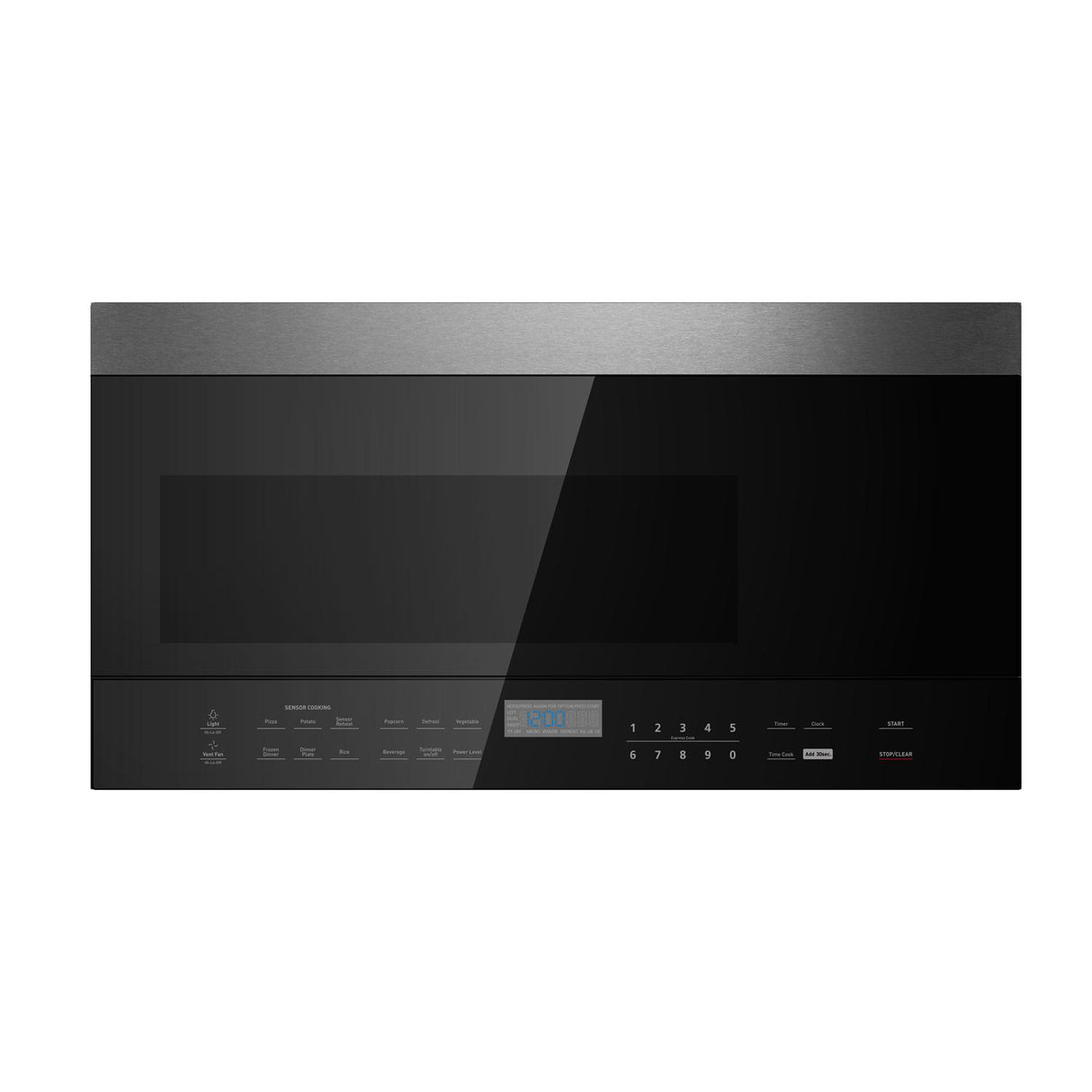 30" Over-The-Range Microwave Oven in Black Glass with Stainless Steel Trim