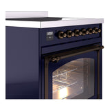 ILVE UNI304NMPMBB Nostalgie II Noblesse 30 inch Induction Range (Triple Glass Door, Midnight Blue, Burnished)