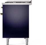 Nostalgie II 48 Inch Dual Fuel Liquid Propane Freestanding Range in Blue with Brass Trim