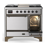 ILVE UMD40FQNR3SSBLP Majestic III 40 inch Dual Fuel Range with 6 Burners and Griddle, Dual Function Burner up to 25,000 BTU (Liquid Propane, Solid Door, Stainless Steel, Burnished)