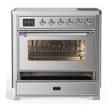 ILVE UMIB36NR3SSC Majestic III 36 inch Induction Range with 6 Elements, 3.5 cu. ft. Total Oven Capacity (Triple Glass Door, Stainless Steel, Chrome)
