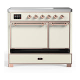 ILVE UMDIB40QNR3AWP Majestic III 40 inch Induction Range with 6 Elements, 3.82 cu. ft. Total Oven Capacity (Solid Door, Antique White, Copper)