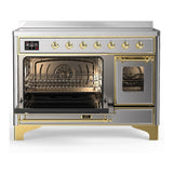 ILVE UMIB48NR3SSG Majestic III 48 inch Induction Range with 6 Elements, 5.02 cu. ft. Total Oven Capacity (Triple Glass Door, Stainless Steel, Brass)
