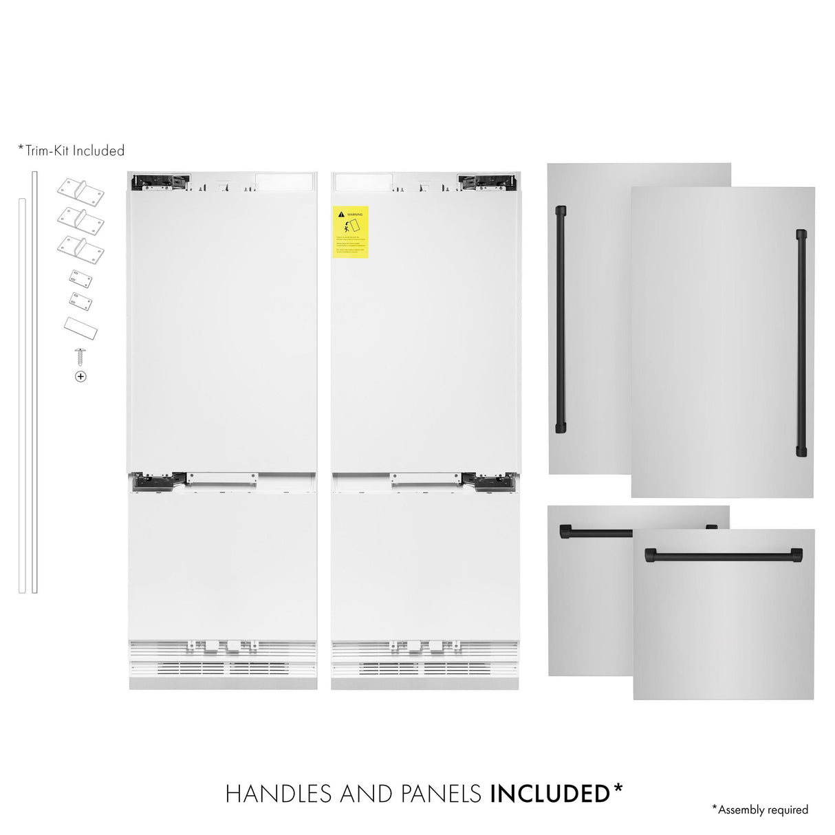 ZLINE 60" Autograph Edition 32.2 cu. ft. Built-in 4-Door French Door Refrigerator with Internal Water and Ice Dispenser in White Matte with Matte Black Accents (RBIVZ-WM-60-MB)