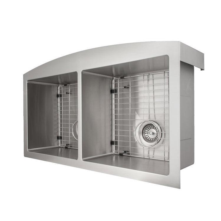 ZLINE 36 in. Niseko Farmhouse Apron Mount Double Bowl Stainless Steel Kitchen Sink with Bottom Grid (SA50D-36)