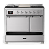 ILVE UMD40FQNR3SSC Majestic III 40 inch Dual Fuel Range with 6 Burners and Griddle, Dual Function Burner up to 25,000 BTU (Natural Gas, Solid Door, Stainless Steel, Chrome)