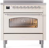Nostalgie II 36 Inch Electric Freestanding Range in Antique White with Chrome Trim