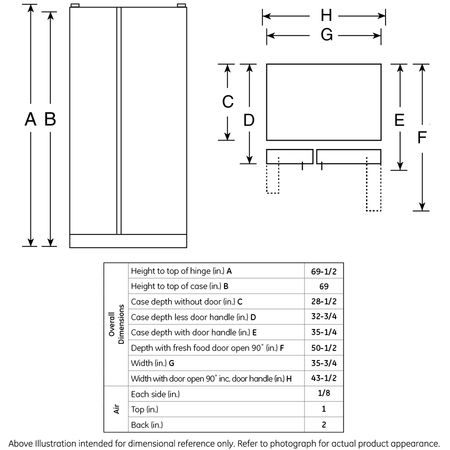 GE® 25.3 Cu. Ft. Side-By-Side Refrigerator