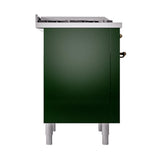 ILVE UN36FQNMPEGBLP Nostalgie II Noblesse 36 inch Dual Fuel Range (Liquid Propane, Solid Door, Emerald Green, Burnished)