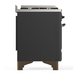 ILVE UM60FQNR3MGB Majestic III 60 inch Dual Fuel Range with 9 Burners and Griddle, Dual Function Burner up to 25,000 BTU (Natural Gas, Solid Door, Graphite Matte, Burnished)