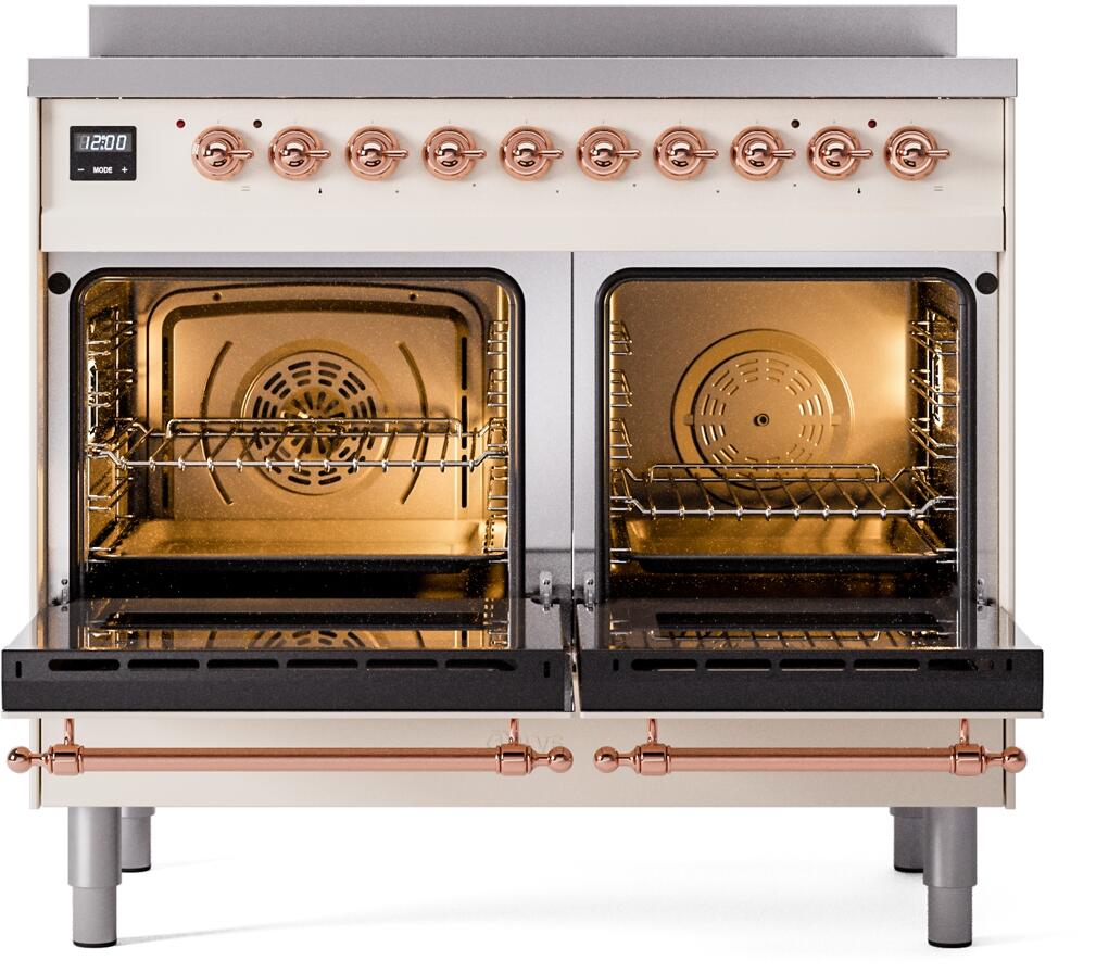 Nostalgie II 40 Inch Electric Freestanding Range in Antique White with Copper Trim