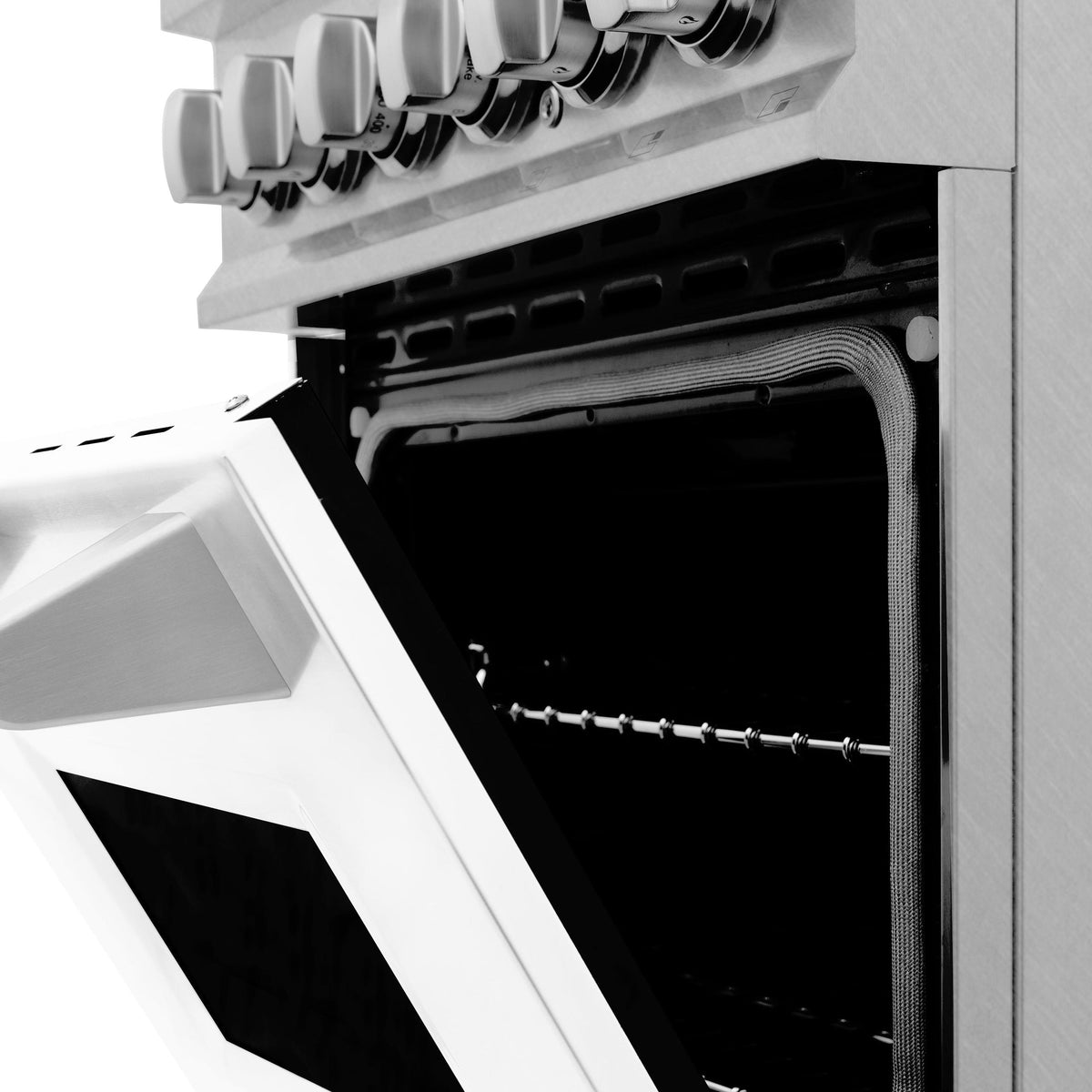 ZLINE 24 in. 2.8 cu. ft. Electric Oven and Gas Cooktop Dual Fuel Range with Griddle and White Matte Door in Fingerprint Resistant Stainless (RAS-WM-GR-24)