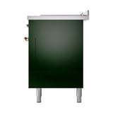 ILVE UN60FSQNMPEGP Nostalgie II Noblesse 60 inch Dual Fuel Range (7 Sealed Burners + Griddle + French Top, Natural Gas, Solid Door, Emerald Green, Copper)